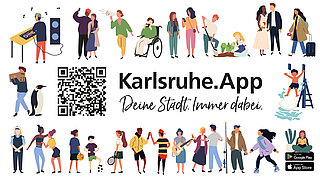 Grafik mit QR-Code zur Karlsruher App