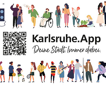 Grafik mit QR-Code zur Karlsruher App