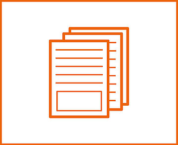 Icon mit drei Papierblättern, die für Formulare stehen