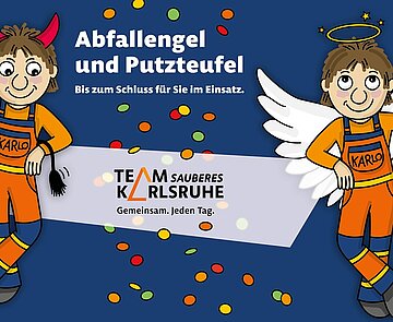 Werbeplakat des Teams Sauberes Karlsruhe zu den Faschingsabfällen.