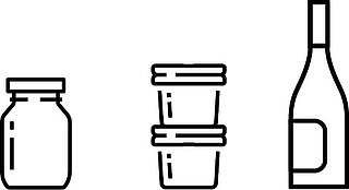 Zeichnung mit verschiedenen Glasabfällen