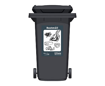 Restmülltonne mit schwarzem Deckel