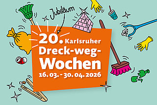 Farbenfrohe Grafik zu den Dreck-weg-Wochen 2026