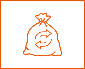 Icon eines Müllsacks mit einem Recycling Logo