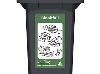 Abbildung einer Tonne für Bioabfall (mit grünem Deckel)